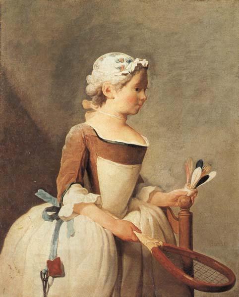 jean-Baptiste-Simeon Chardin Young Girl with a Shuttlecock China oil painting art